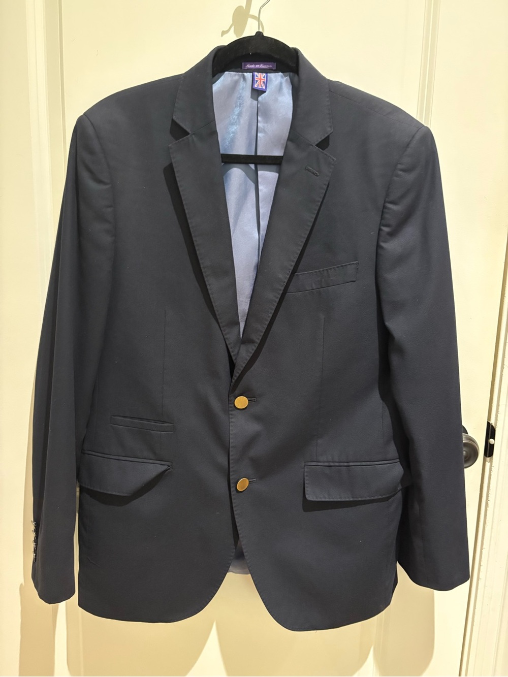 Classic Men's Navy Blazer with Gold Buttons
